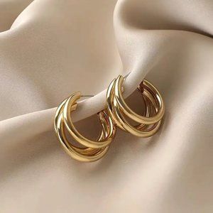 COPY - 14K Gold filled triple hoop earrings
